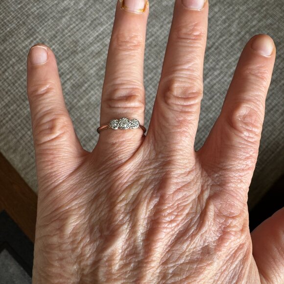Vintage 18K Yellow Gold Diamond Ring Size 7.25 #15894